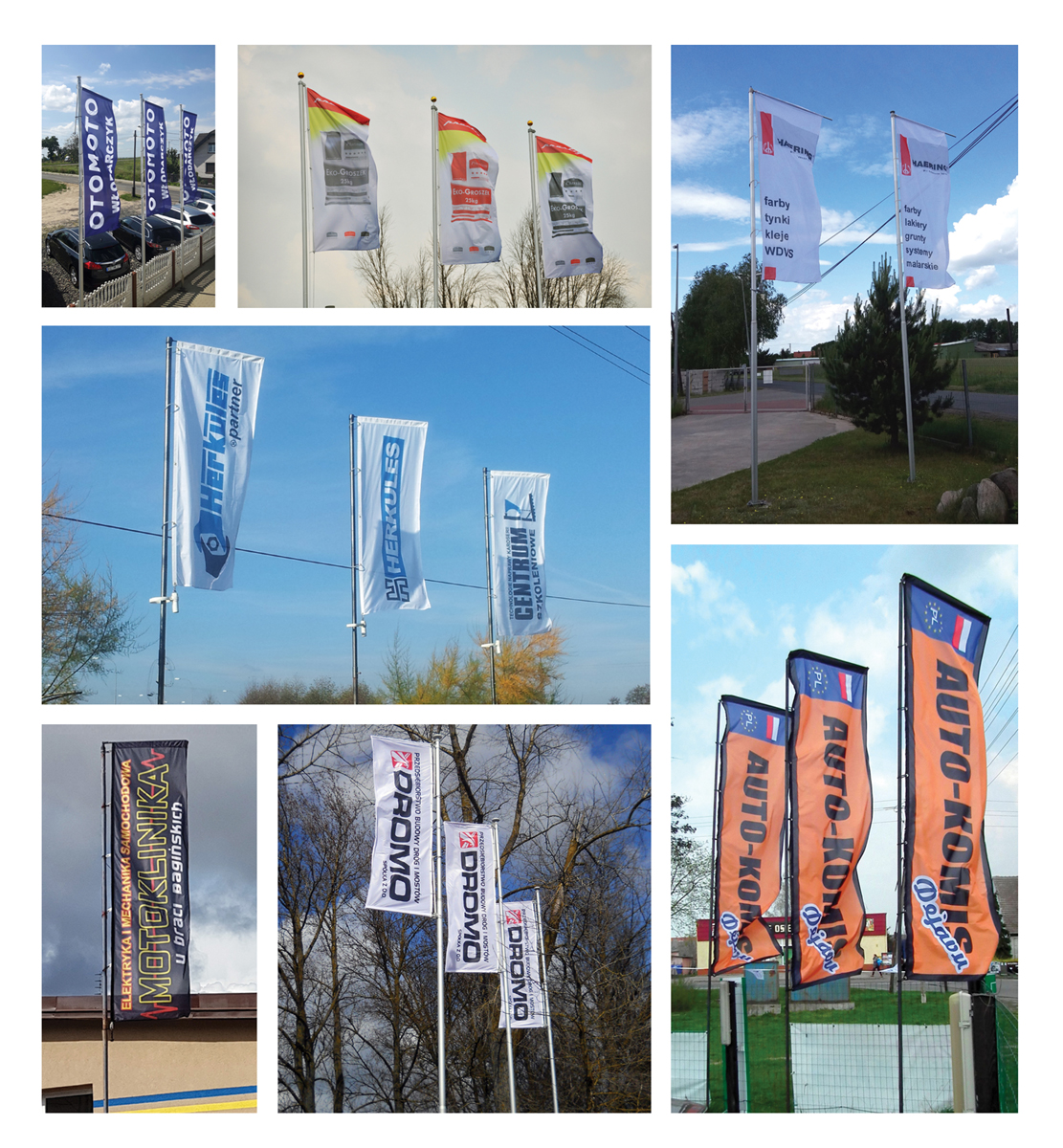 Flaga Reklamowa 70x250 cm Firmowa Nadruk Napis Logo + PROJEKT GRATIS Szerokość produktu 70 cm