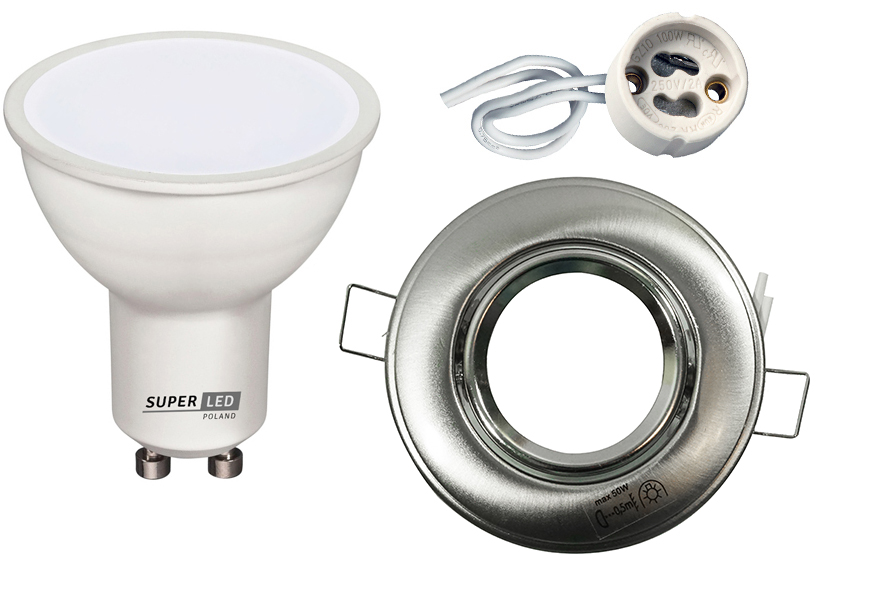 Zestaw oprawa halogenowa RUCHOMA okr + LED GU10 6W