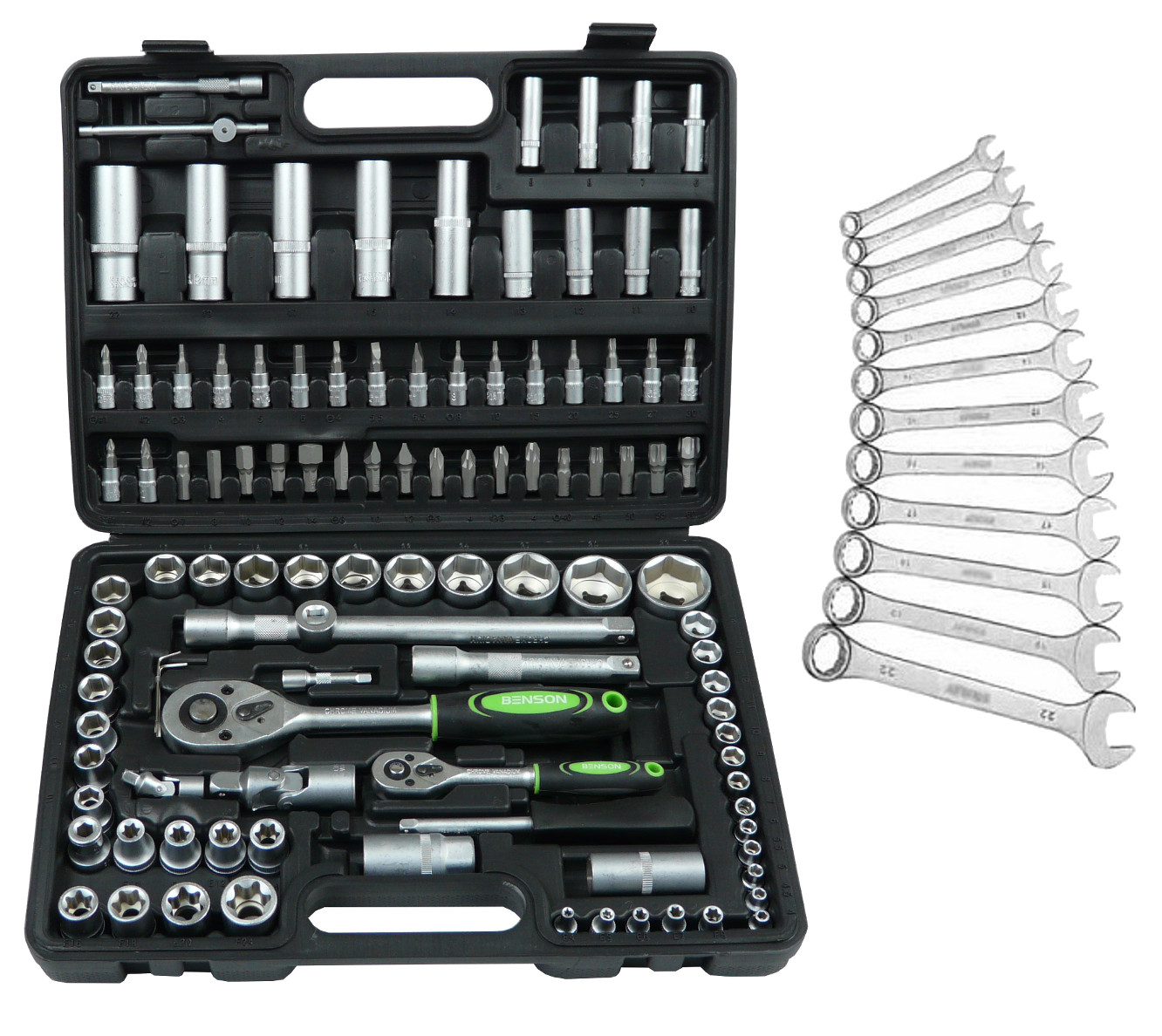 

Zestaw 108el Benson Klucze Nasadowe+gratis 6-22mm