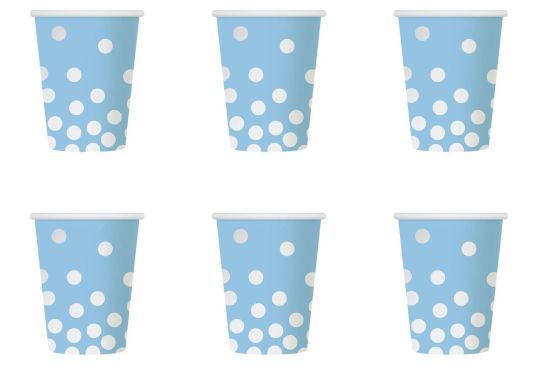 KUBECZKI NIEBIESKIE SREBRNE groszki 6szt ROCZEK