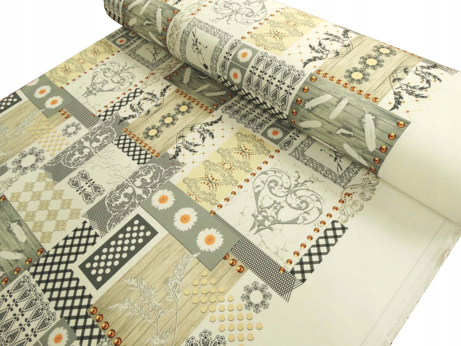 

Mg Tk zasłonowa 9734 Patchwork beż polski 160cm