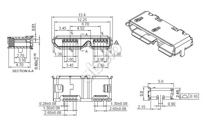 NOWE GNIAZDO MONTAŻOWE MICRO USB 3.0 AB DIP gu32 Złącza inne