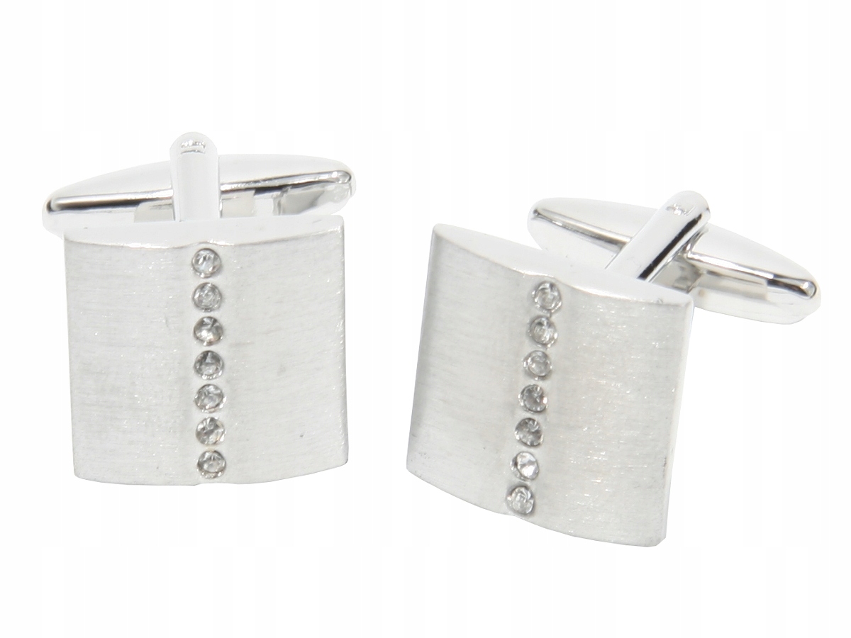 SPINKI DO MANKIETÓW SREBRNE Z CYRKONIAMI W PUDEŁKU Marka Inna marka