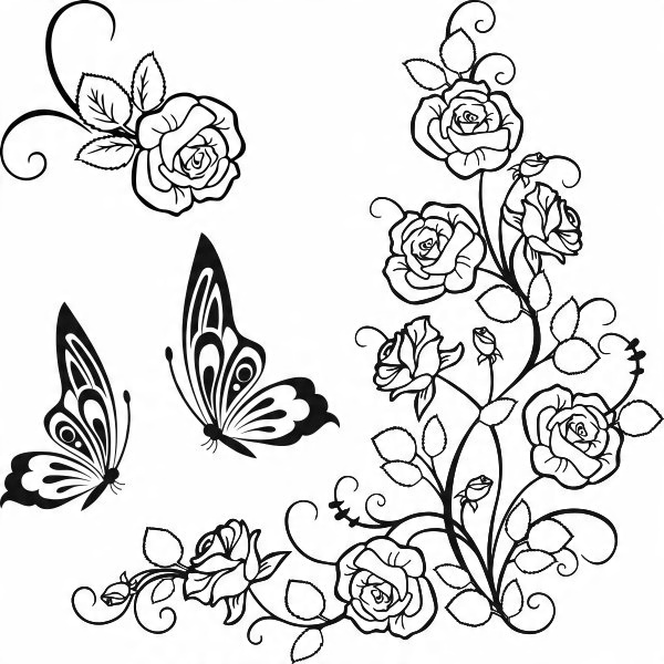

Naklejka na ścianę ścienna Kwiaty Róża motyl 50 cm