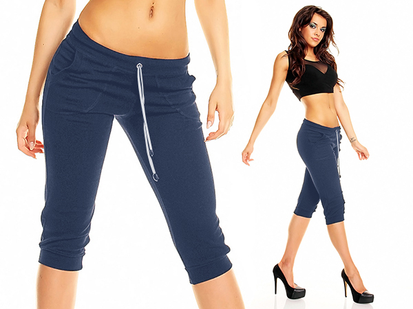 

Rybaczki Fitness spodnie 3/4 kieszenie Granat XL