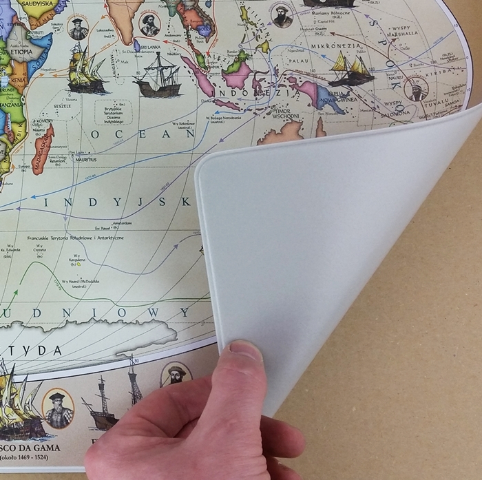 Podkładka na biurko Trasami Odkrywców mapa świata Marka Inna