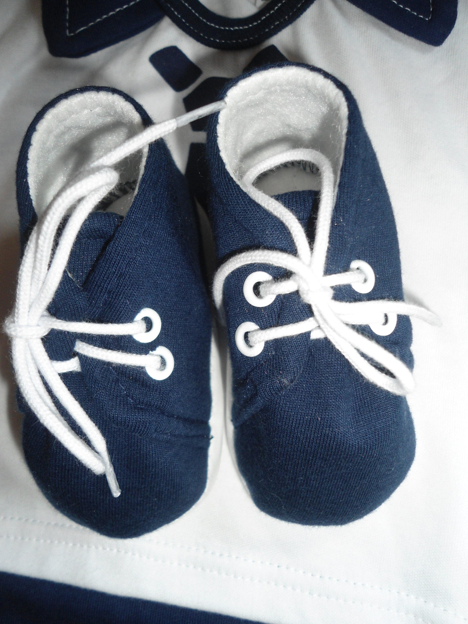 BUCIKI granatowe bawełniane do chrztu 11cm Rozmiar 19