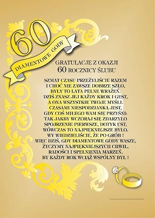 

Dyplom 60 Rocznica Ślubu diamentowe gody A4