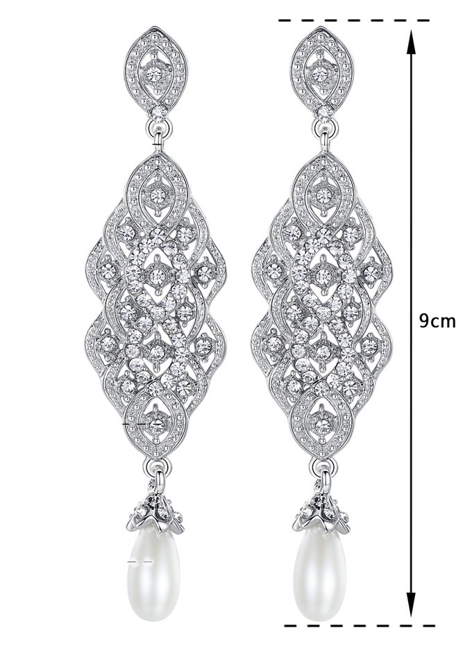 KOLCZYKI SREBRNE Z CYRKONIAMI i PERŁAMI, PIĘKNE Rodzaj zapięcia sztyft