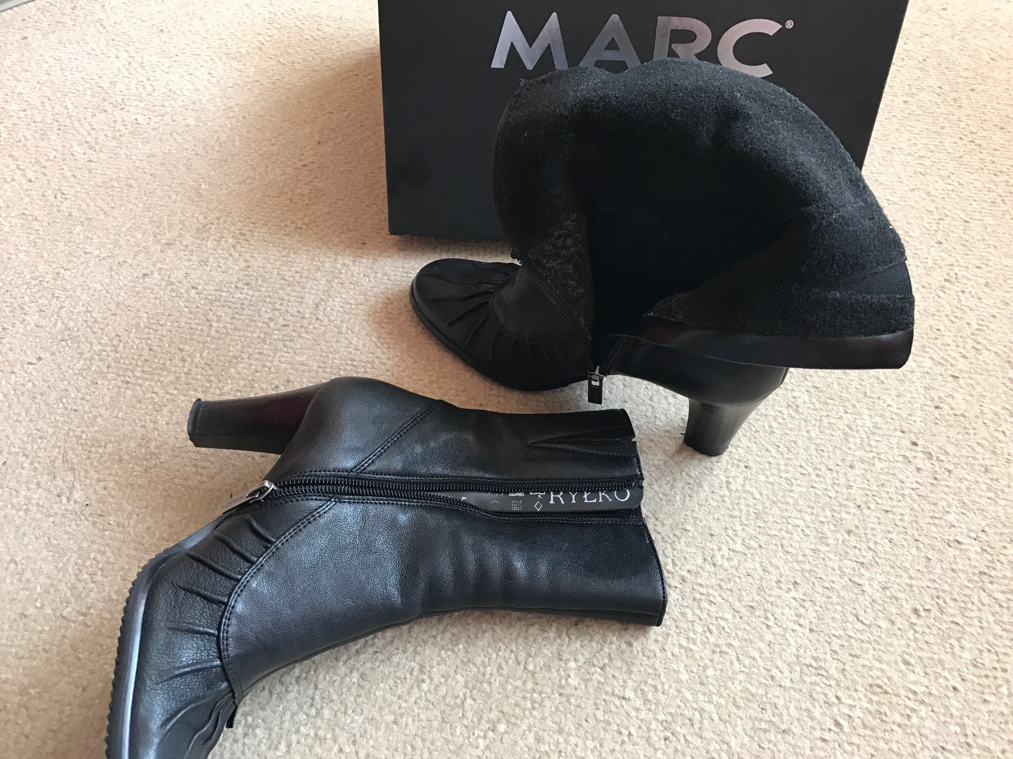 BOTKI DAMSKIE ZE SKÓRY RYŁKO MARC ROZM.36 CZARNE Rozmiar 36