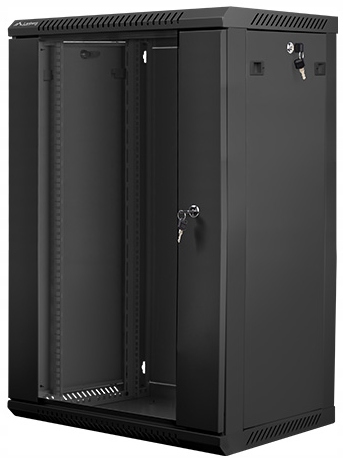 18U 19" Szafa Rack wisząca teleinformatyczna Szafka szklane 450 Czarna