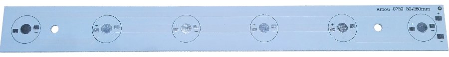 

Radiator/baza Pcb 280x30mm na 6 diod Led 1/3W
