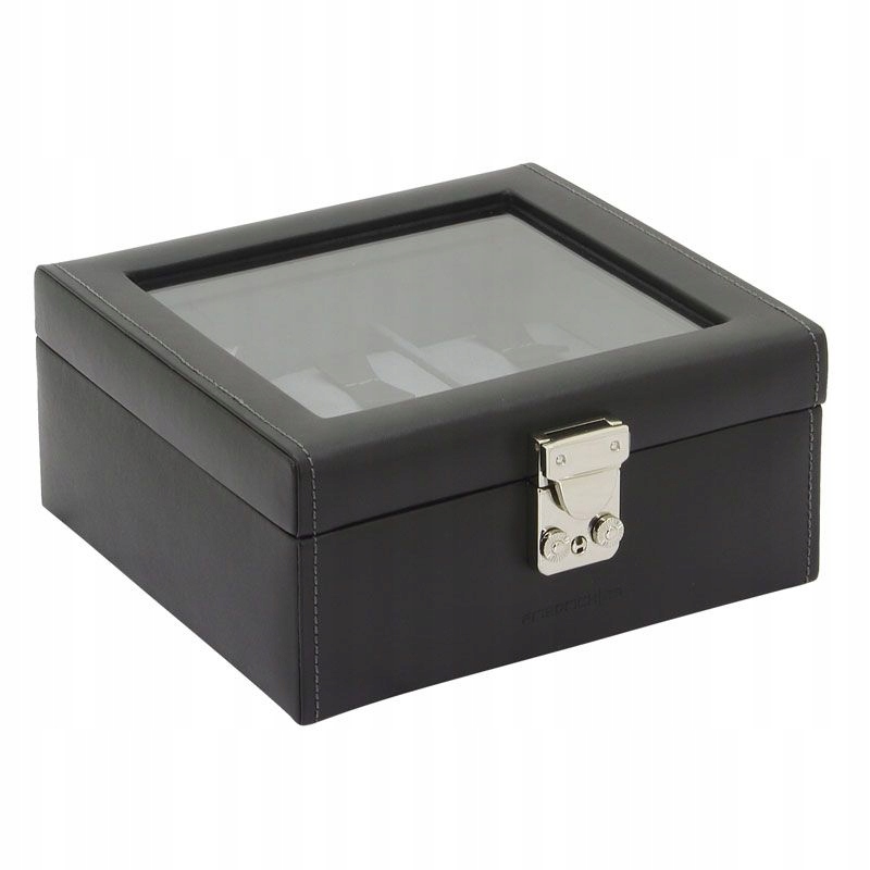 Etui pudełko skórzane na 6 zegarki witryna Antracyt Model Infinity