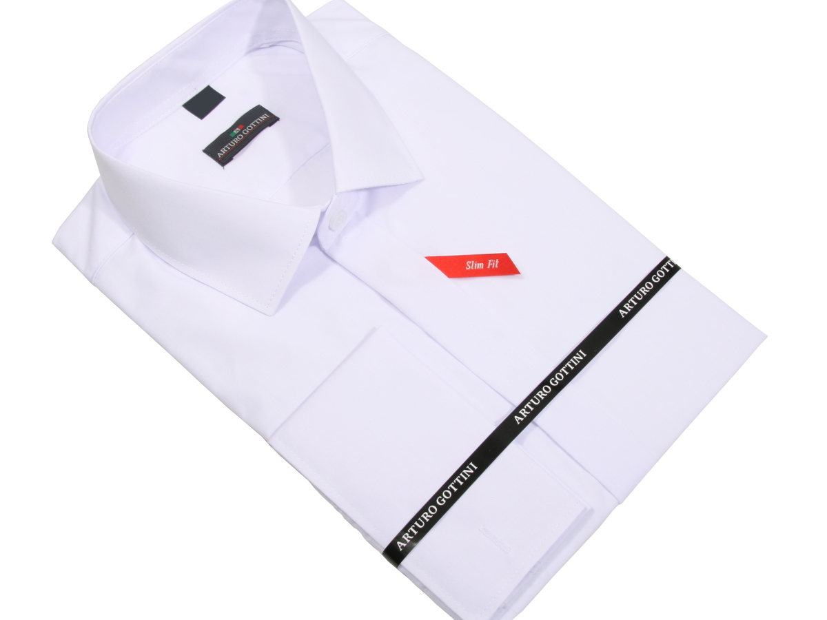 KOSZULA BIAŁA GŁADKA NA SPINKI 44 164-170 SLIM Rozmiar kołnierzyka 44