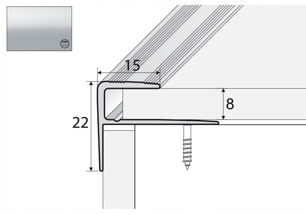 

A60 Listwa aluminiowa schodowa 180cm Srebro