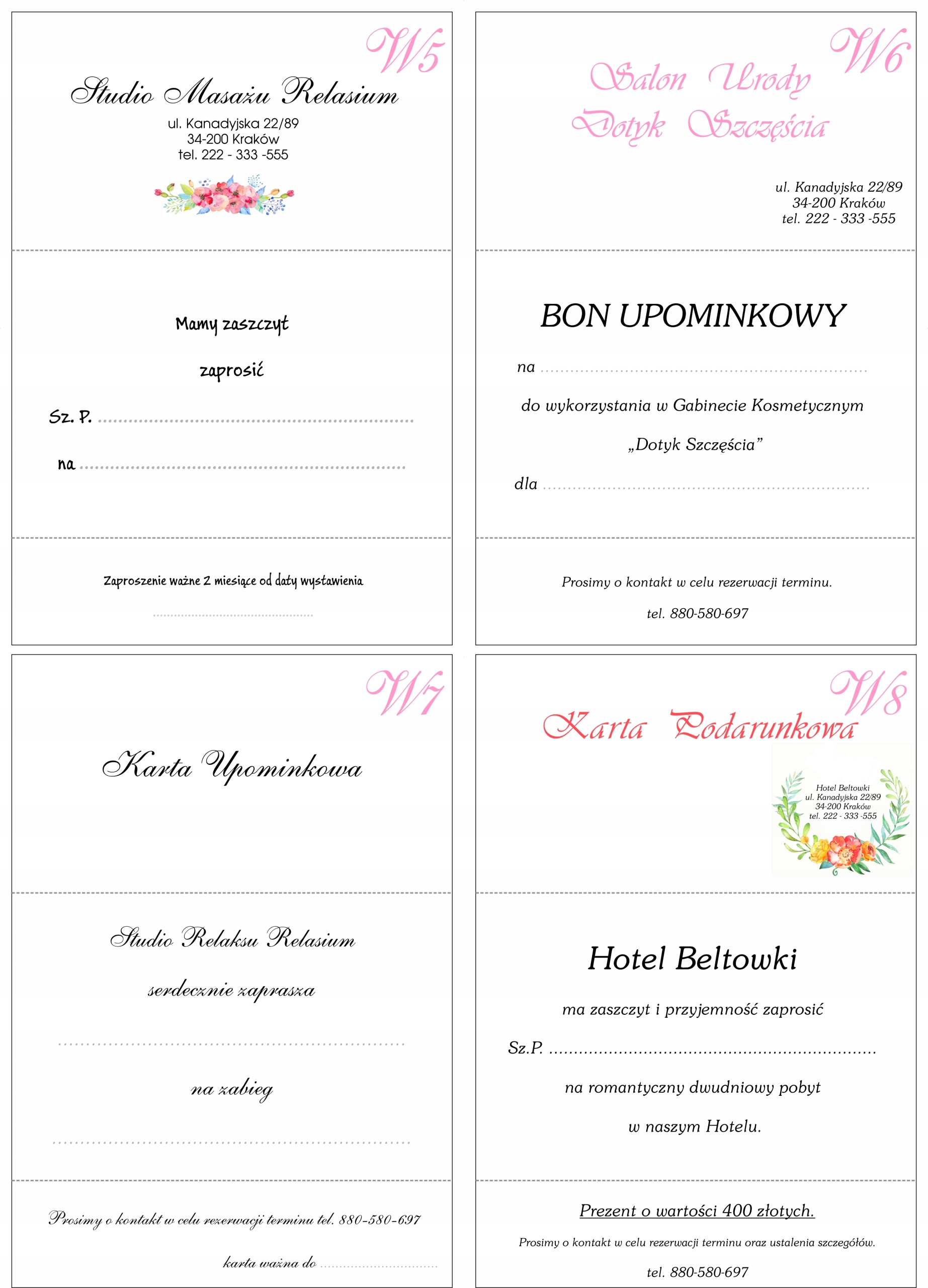 BONY PODARUNKOWE UPOMINKOWE voucher PAKIET 10 SZT Zdobienie kokardka