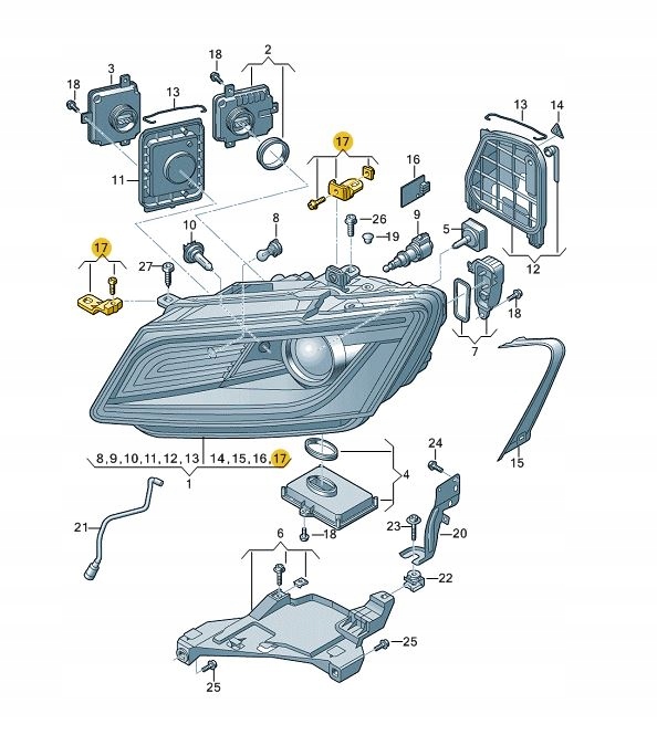 8R0998121A - Комплект для ремонта фар Audi Q5 8R0 l / P