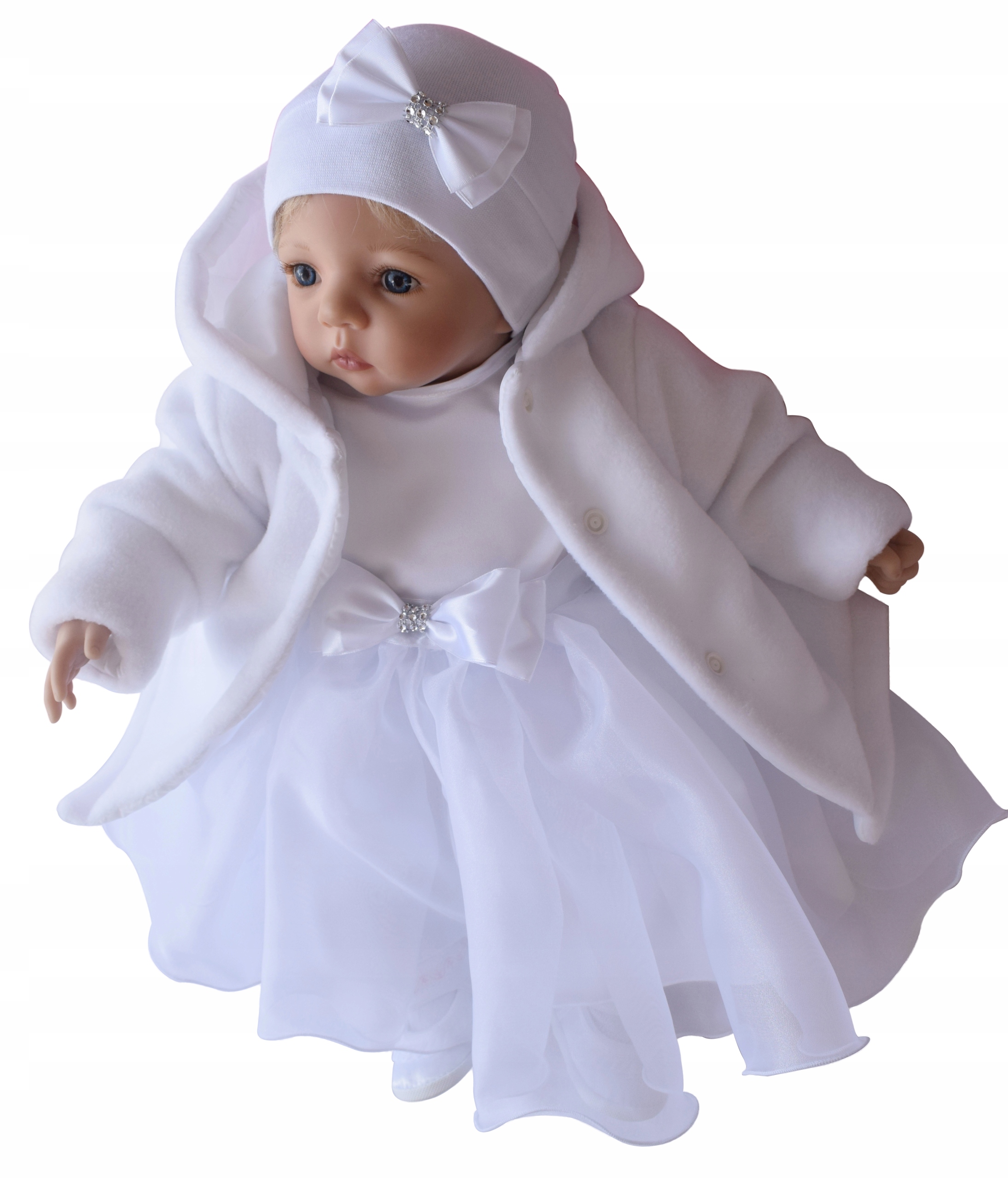 3CZ UBRANKO do chrztu KOMPLET R.74 JESIEŃ Kolor biały