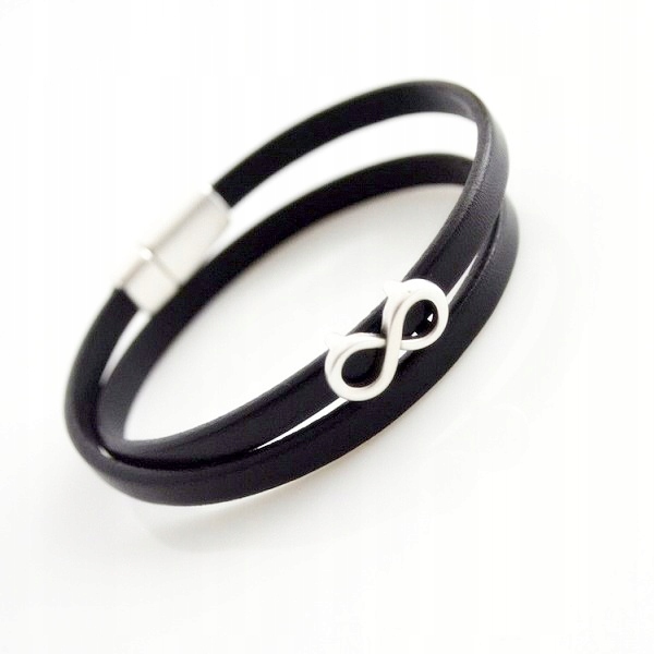 

Infinity bransoletka czarna skóra 5mm infinity