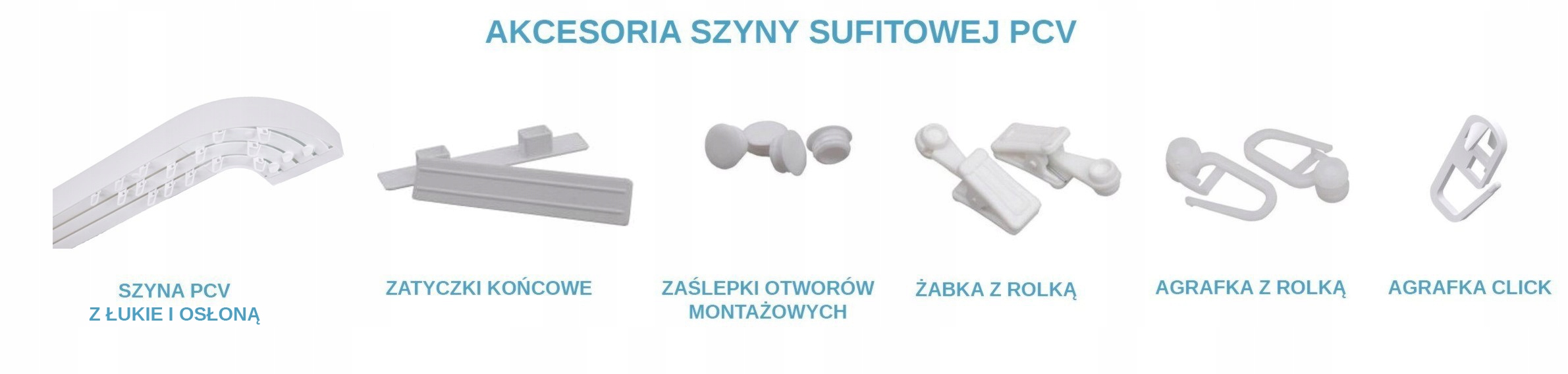 Karnisz 3 Szyna sufitowa PCV III 440 kpl ŁUK OSŁON Kolor biały