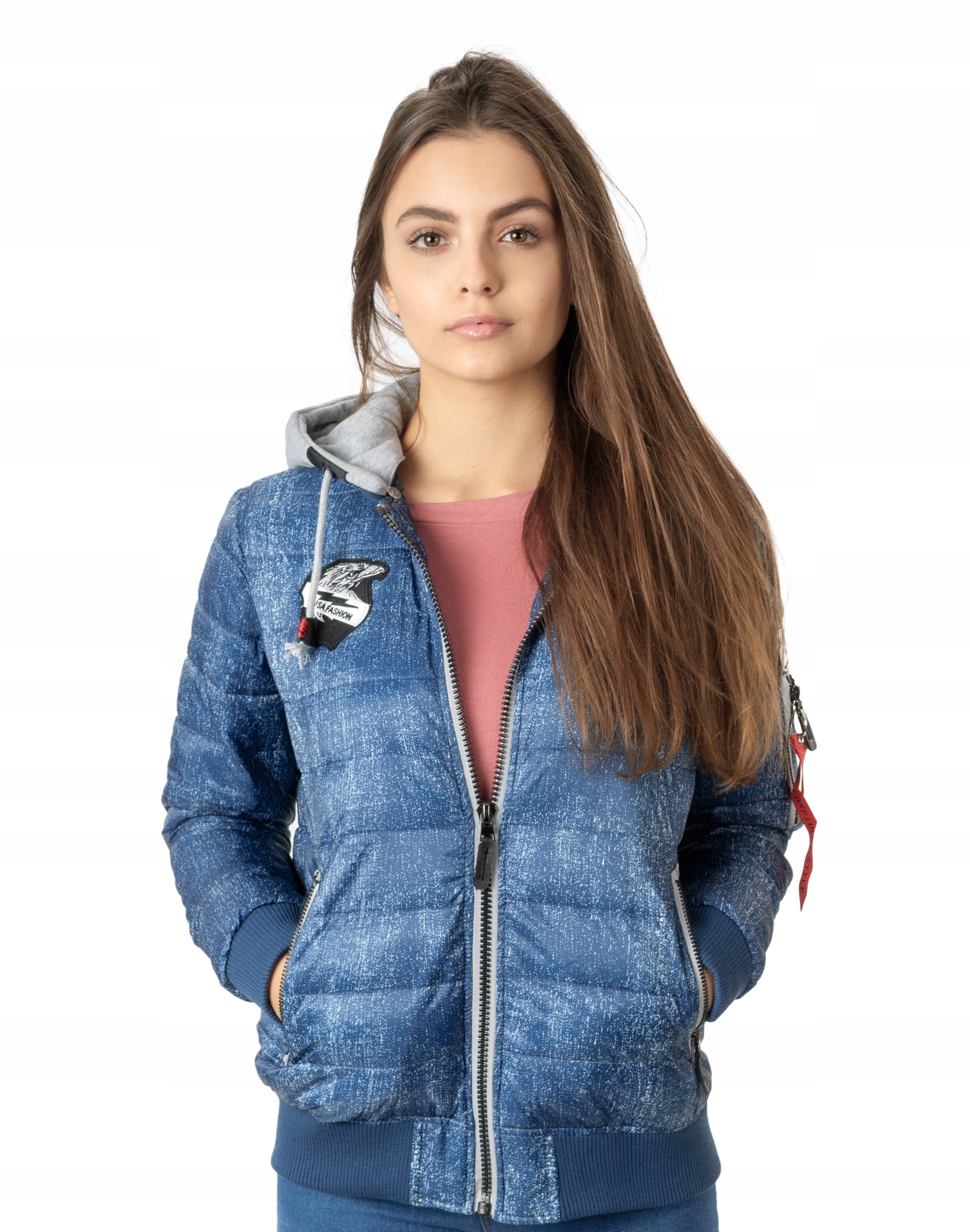 

Kurtka Bomberka Damska Ocieplana 23360 r XL jeans