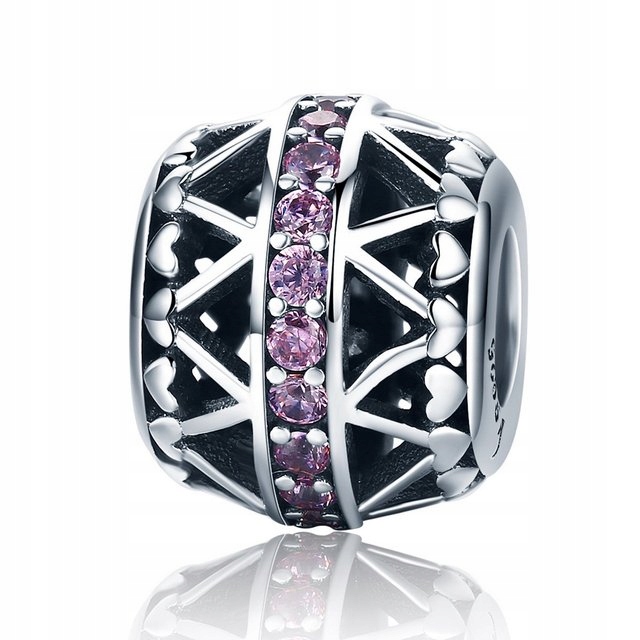 

Charms do Pandora Koralik kryształ Serce Róż S925