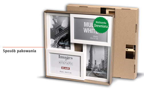 MULTIRAMA DREWNIANA 4 ZDJĘCIA - FOTO GALERIA BIAŁA EAN (GTIN) 5903822003943