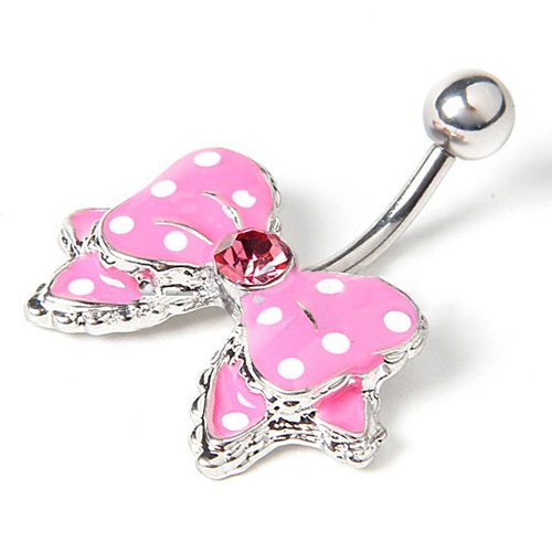 KOLCZYK DO PĘPKA SWAROVSKI KOKARDKA STAL piercing!