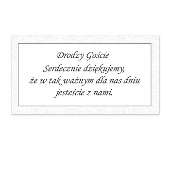 

Podziękowania prezenciki bileciki dla Gości 20szt