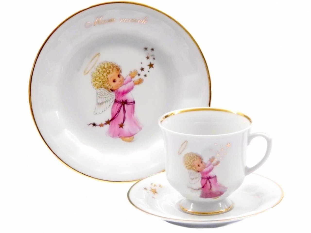 121 122 PAMIĄTKA Mam Roczek 1/3 ANIOŁEK PORCELANA Kolor biały