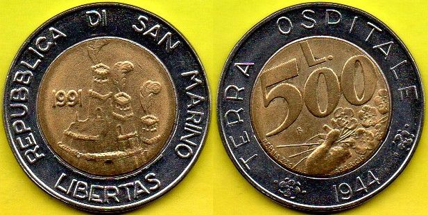 SAN MARINO 500 Lira 1991 r.