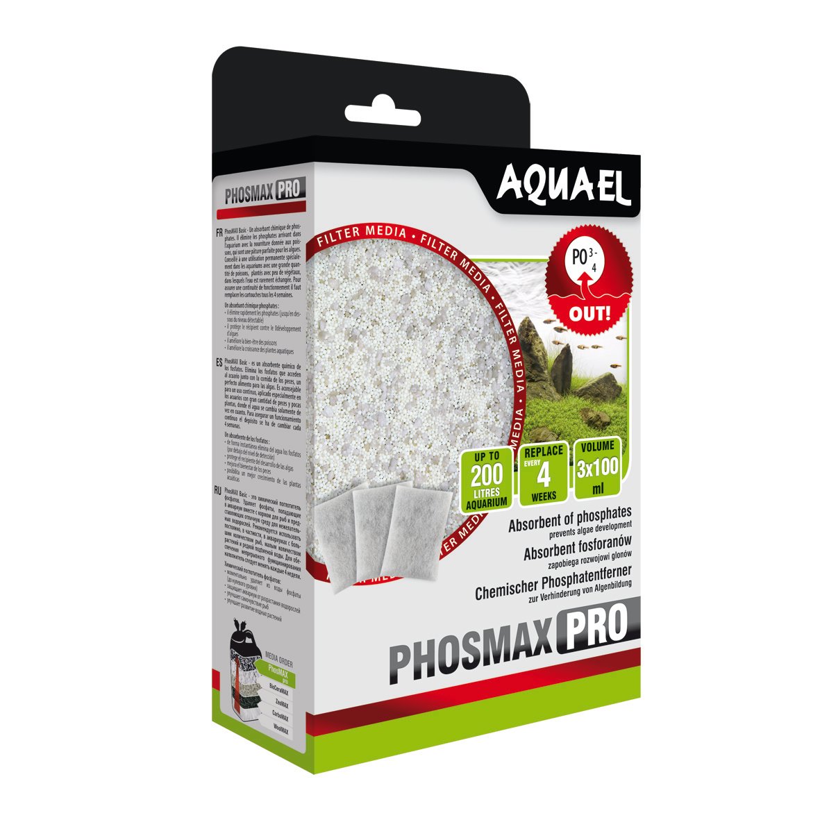Levně Minerální náplň Aquael Phosmax Pro 3x 100ML Náplň odstraňuje fosfáty do filtru