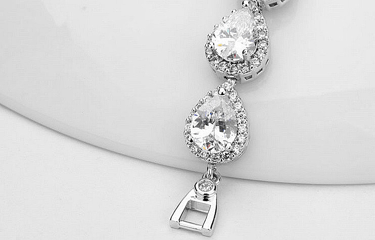 ślubny komplet AAA+ srebrny cyrkonie Kamień Cyrkonia