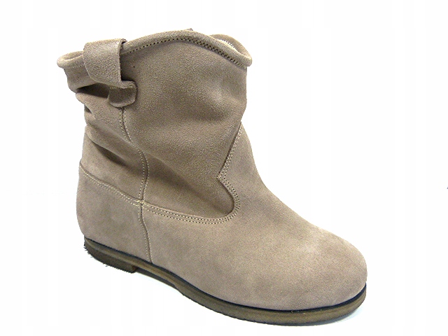 Kotníkové Boty béžové srolované na klínku, boty na širokou nohu J.Wolski 39