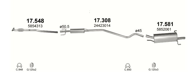 TŁUMIK ŚRODKOWY ASTRA 17.308 Producent części Inny