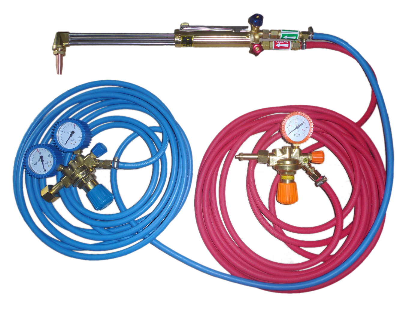 Plynový hořák pro řezání kyslíkem acetylen 75 cm, sada s pojistkami