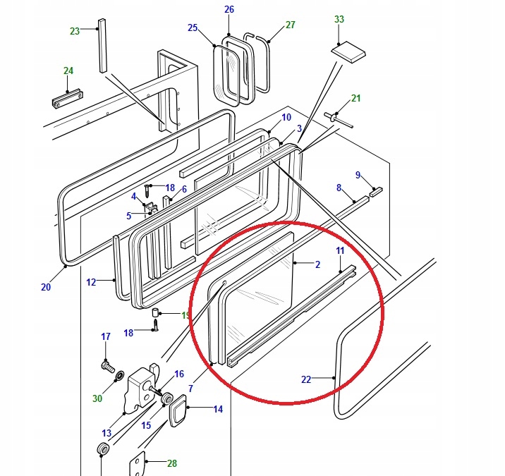 Prowadnica szyby tylnej Defender 1988 2001 Numer katalogowy czesci MWC7612