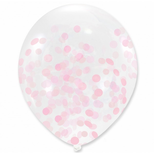 

Balon przezroczysty konfetti różowe
