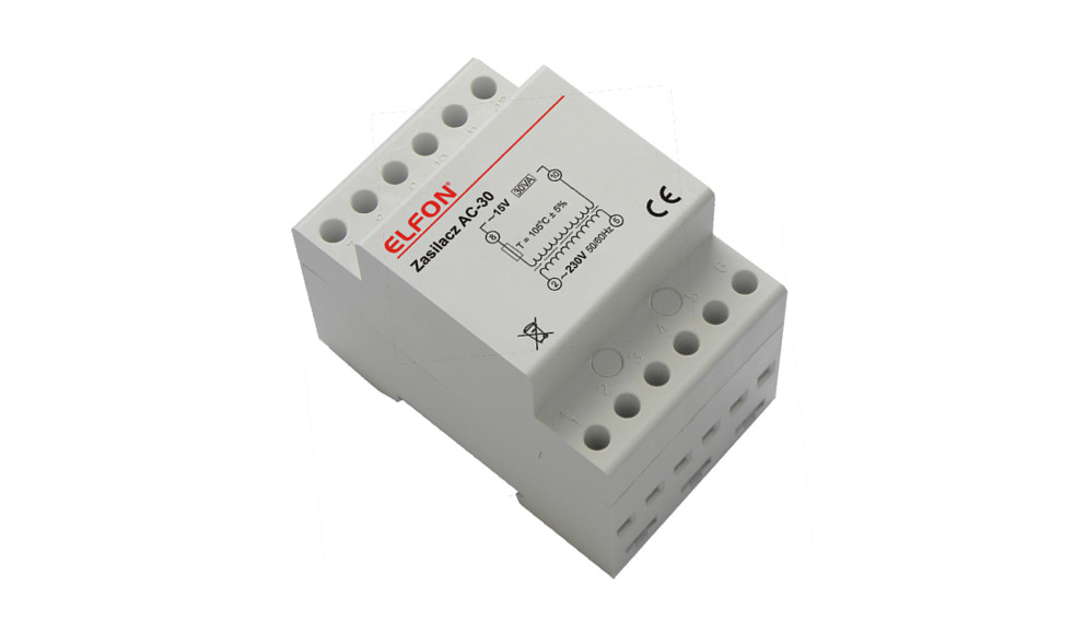 Zasilacz AC-30 Szyna Din 15V 2A 30W domofon optima