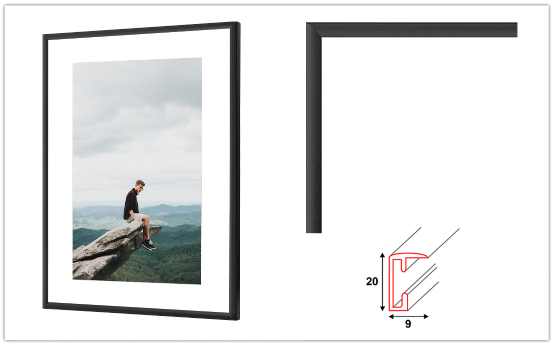 RAMA ALUMINIOWA CZARNA 29,7x42 - RAMKA 42x29,7 CM Marka Global Frames