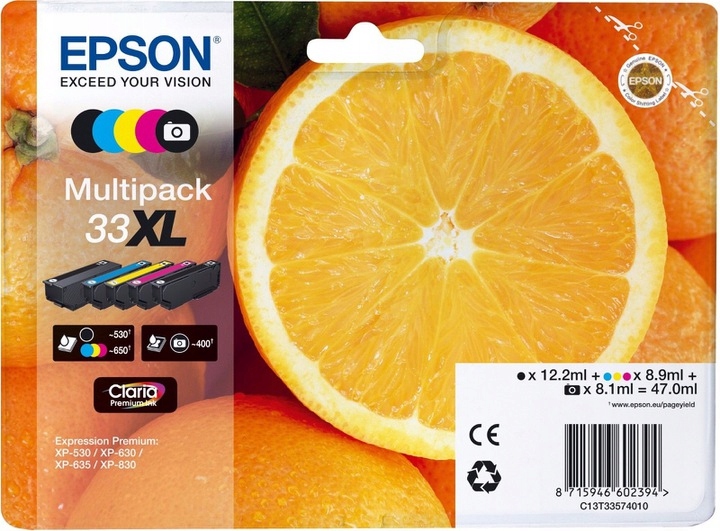 Atramentová kazeta Epson 33XL čierna, purpurová,