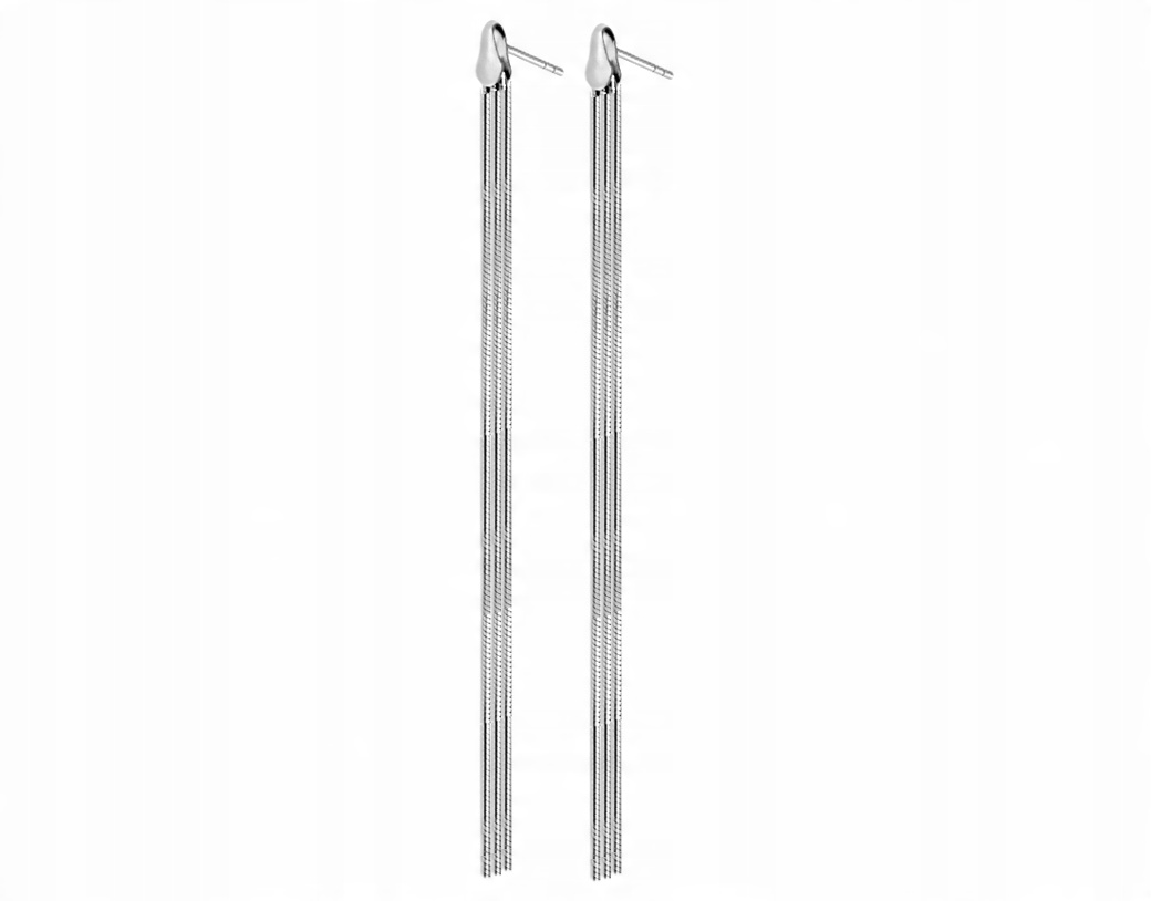 

Wiszące Kolczyki Potrójne Łańcuszki 7cm Srebro 925