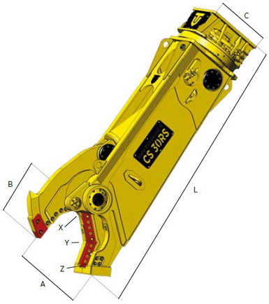 Nożyce do złomu stali Trevi Benne CS 30 RS HARDOX Waga produktu z opakowaniem jednostkowym 3000 kg