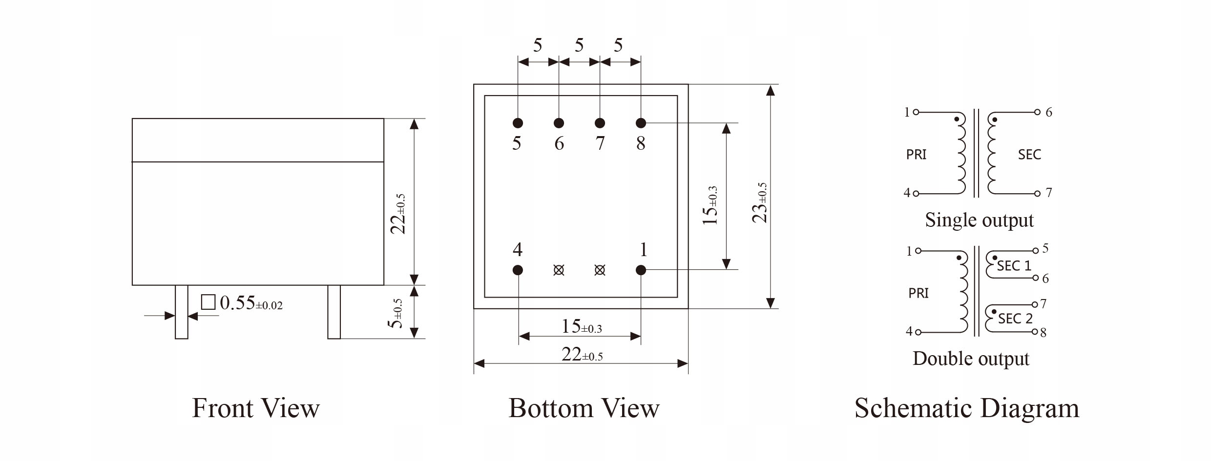 PE2012-M-0.6VA-230V/15V Transformator PCB EAN (GTIN) 7730356047154
