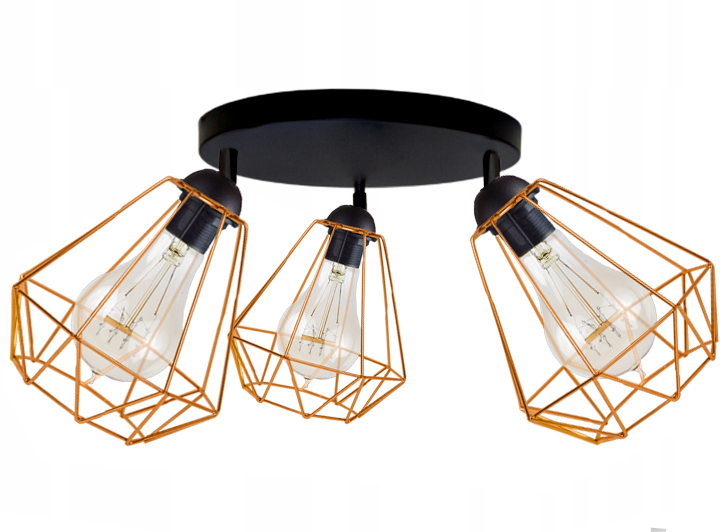 

Sufitowa Lampa Plafon Diament Loft Edison Miedź