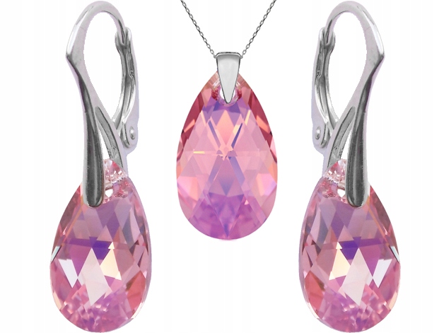 

Komplet Swarovski Migdał 16mm Light Rose Ab
