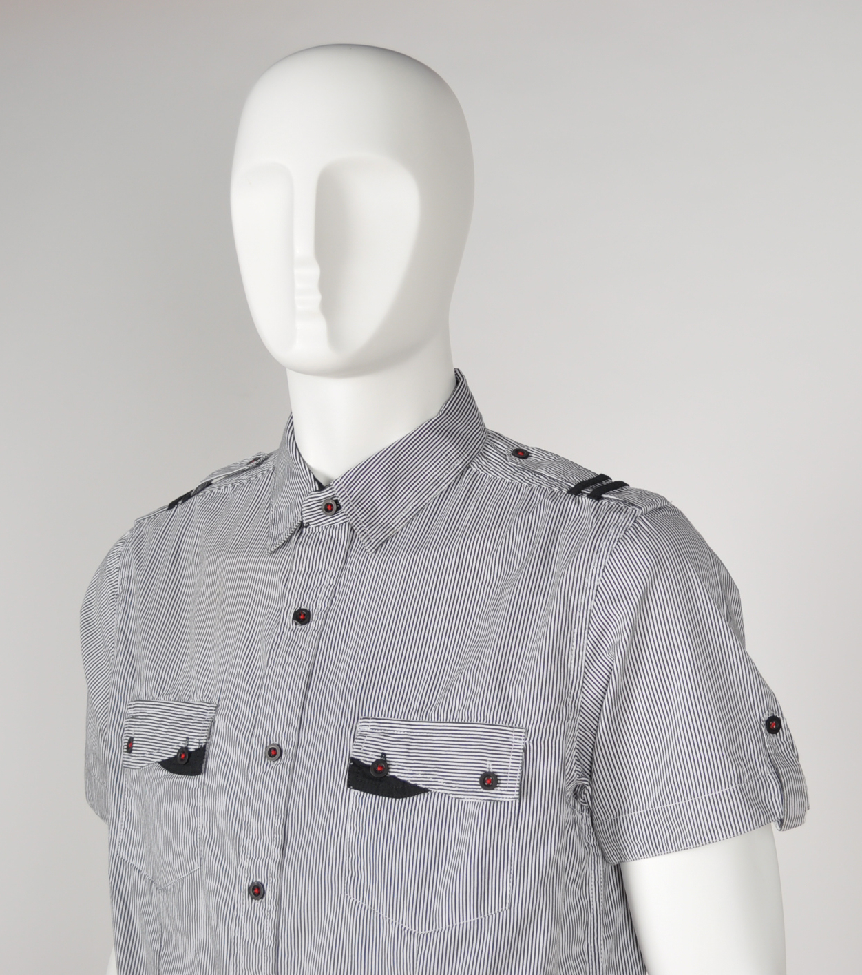 Koszula męska L 41/42 krótki rękaw w paski lato Rozmiar L