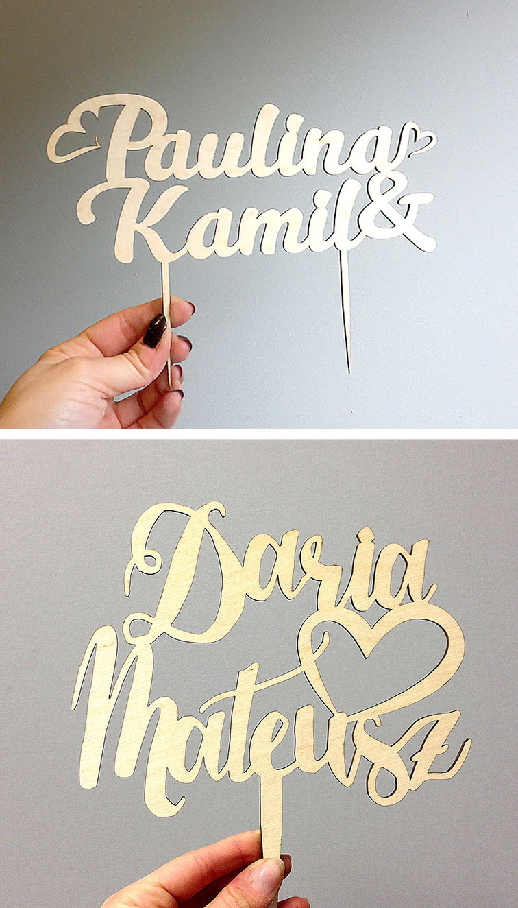 TOPPER na tort ślub personalizacja SKLEJKA! Kolor dominujący beże i brązy