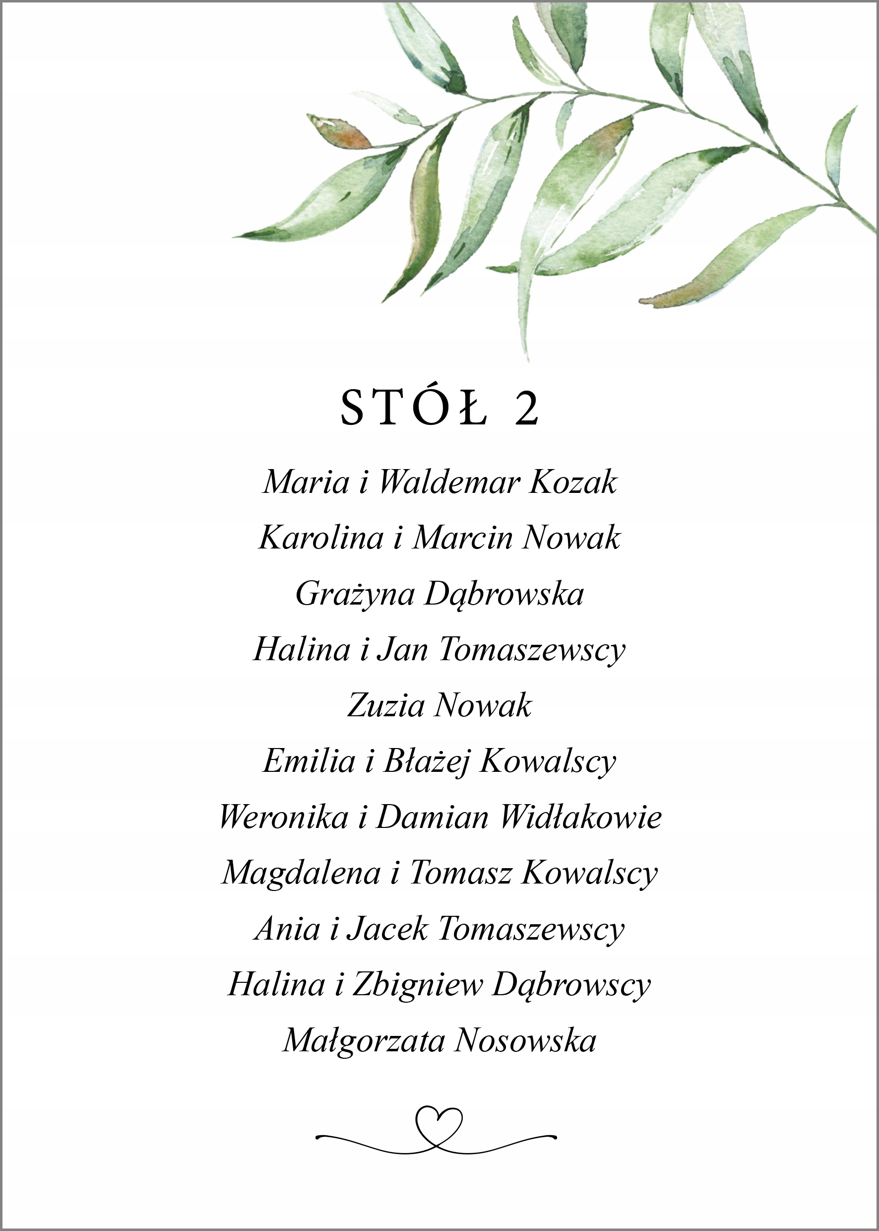 Plan stołów lista gości 15x21 rozpiska usadzenia G Kształt prostokątny