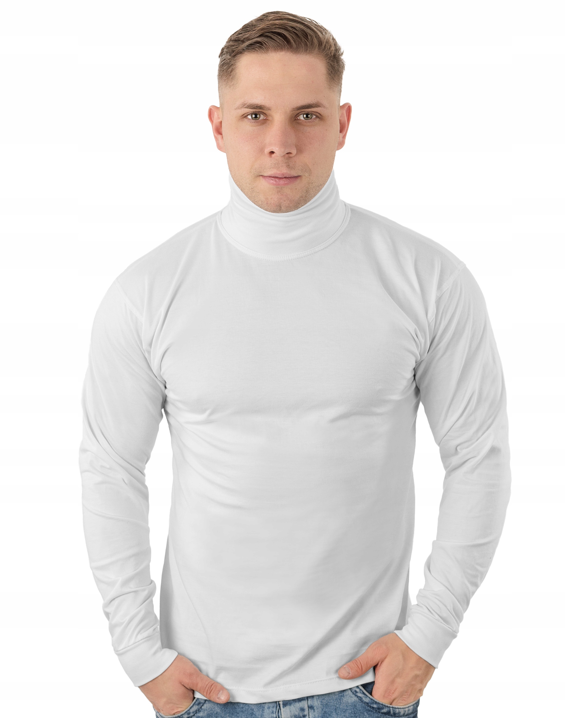 Elegancki Sweter Golf Męski Golfy WXM r 3XL biały